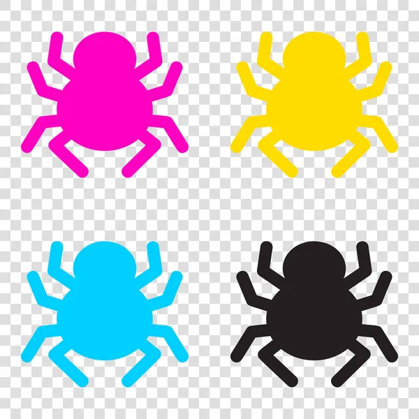 Pavouk znamení ilustrace. CMYK ikony na průhledném pozadí. — Stockový vektor