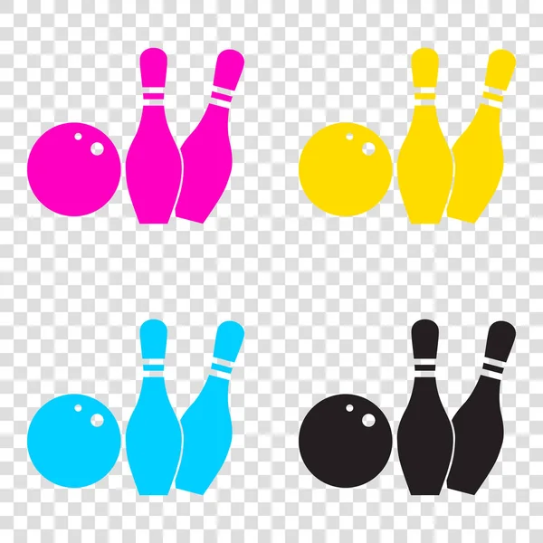 Bowling teken illustratie. CMYK-pictogrammen op transparante achtergrond. — Stockvector