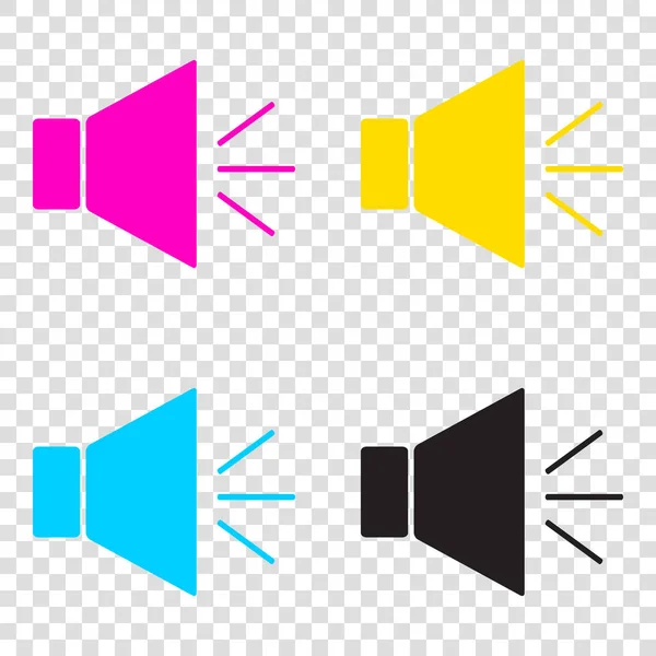 Ilustração do sinal sonoro com marca muda. Ícones CMYK em transparen — Vetor de Stock