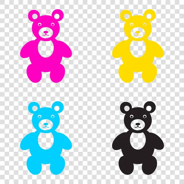 Teddybär Zeichen Illustration. cmyk-Symbole auf transparentem Hintergrund — Stockvektor