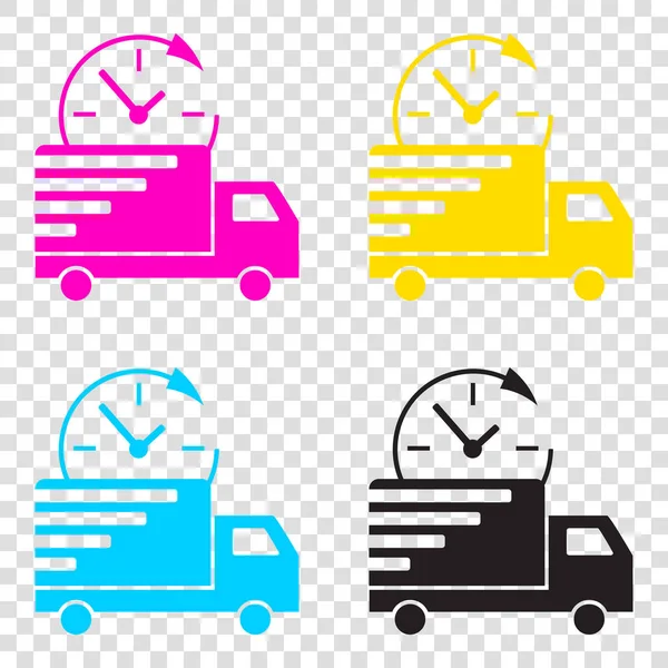 Teslimat işareti illüstrasyon. CMYK simgeleri şeffaf arka plan üzerinde