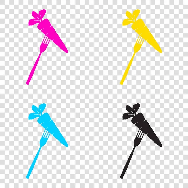 Vejetaryen yiyecekler işareti illüstrasyon. CMYK simgeleri şeffaf bac üzerinde