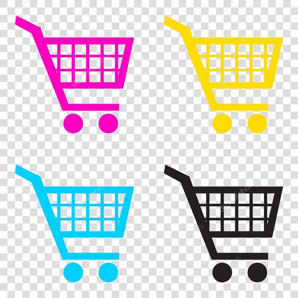 Shopping cart sign. CMYK icons on transparent background. Cyan, 