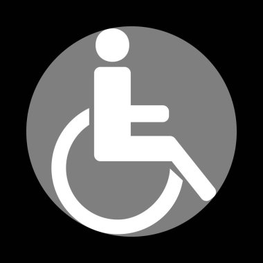 Engelli işareti illüstrasyon. Siyah b gri daire içinde beyaz simgesi