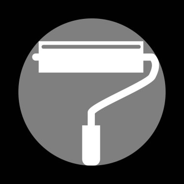 Silindir işareti illüstrasyon. Siyah bac, gri daire içinde beyaz simgesi