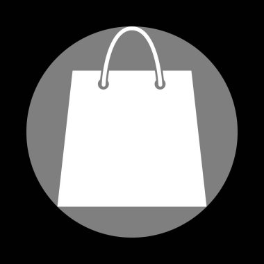 Alışveriş çantası illüstrasyon. Siyah ba, gri daire içinde beyaz simgesi