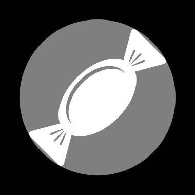 Şeker işareti illüstrasyon. Siyah arka gri daire içinde beyaz simgesi