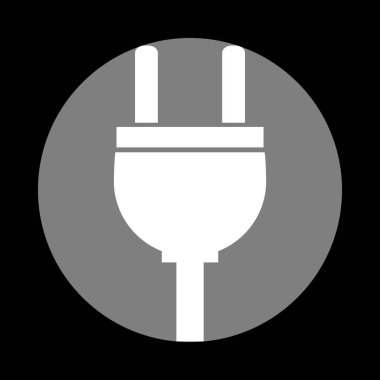 Soket işareti illüstrasyon. Siyah bac, gri daire içinde beyaz simgesi