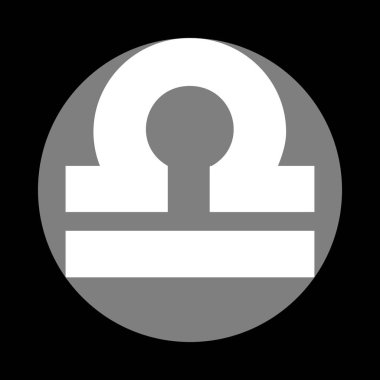 Terazi işareti illüstrasyon. Siyah arka gri daire içinde beyaz simgesi