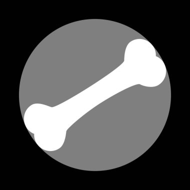 Kemik işareti illüstrasyon. Siyah backg, gri daire içinde beyaz simgesi