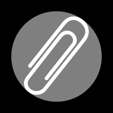 İşareti illüstrasyon klip. Siyah backg, gri daire içinde beyaz simgesi