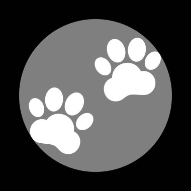 Hayvan parça işareti. Siyah adam, gri daire içinde beyaz simgesi