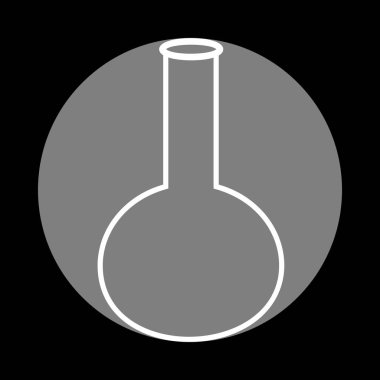 Tüp. Laboratuvar cam işareti. Siyah, gri daire içinde beyaz simgesi 