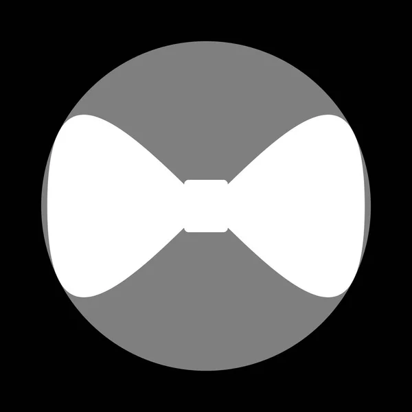 Icona cravatta di prua. Icona bianca in cerchio grigio su sfondo nero. Cir — Vettoriale Stock