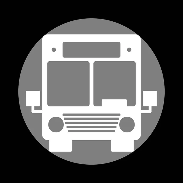 Ilustración de señal de autobús. Icono blanco en círculo gris en el fondo negro — Vector de stock