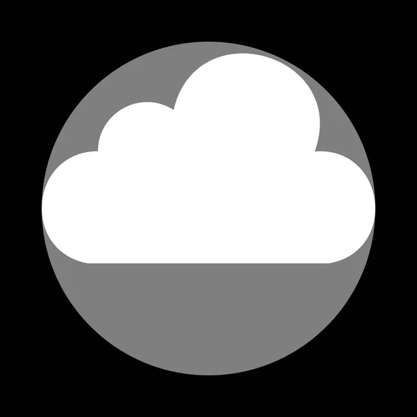 Illustrazione segno nuvola. Icona bianca in cerchio grigio sul retro nero — Vettoriale Stock