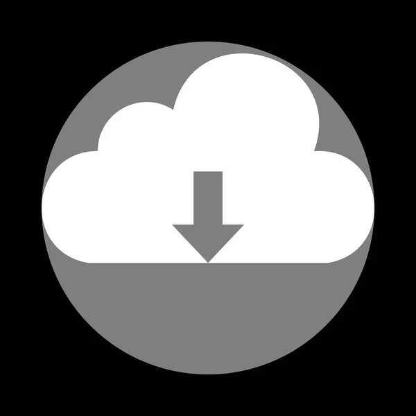 Cloud technologie teken. Wit pictogram in grijze cirkel op zwarte backgr — Stockvector