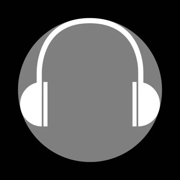 Hörlurar logga illustration. Vit ikon i grå cirkel på black — Stock vektor