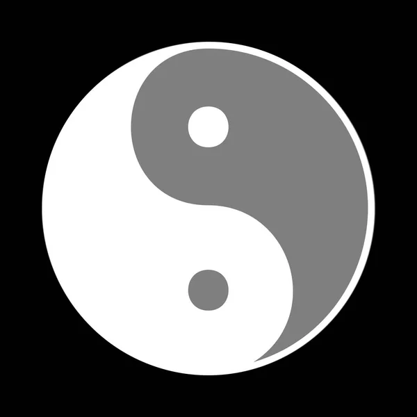 Ying yang symbol harmonii i równowagi. Biała ikona w szary circ — Wektor stockowy