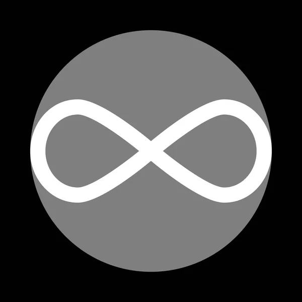 Ilustración de símbolos ilimitada. Icono blanco en círculo gris en blac — Vector de stock