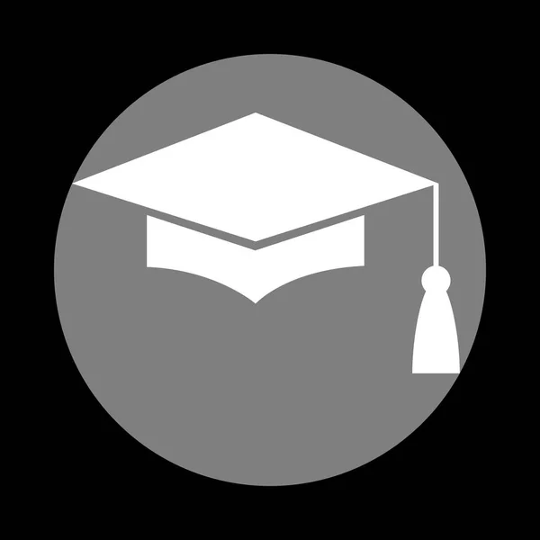 Mortel Board of Graduation Cap, symbool van het onderwijs. Wit pictogram in — Stockvector