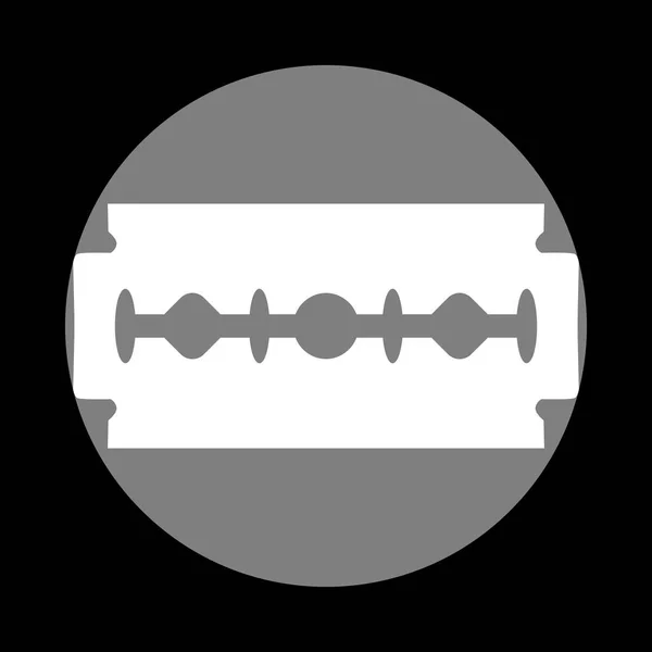 Σημάδι λεπίδα ξυραφιών. Λευκό εικονίδιο στο γκρι κύκλο στο μαύρο φόντο. — Διανυσματικό Αρχείο