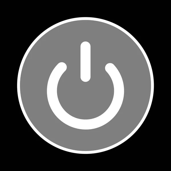 Cartello di accensione spenta. Icona bianca in cerchio grigio sul retro nero — Vettoriale Stock