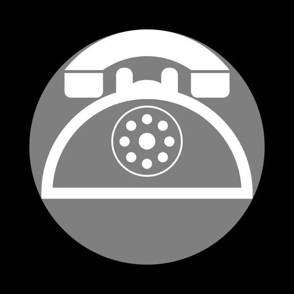 Señal de teléfono retro. Icono blanco en círculo gris en backgro negro — Vector de stock