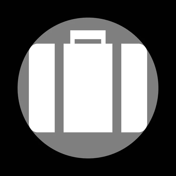 Illustrazione del segno della valigetta. Icona bianca in cerchio grigio a nero — Vettoriale Stock