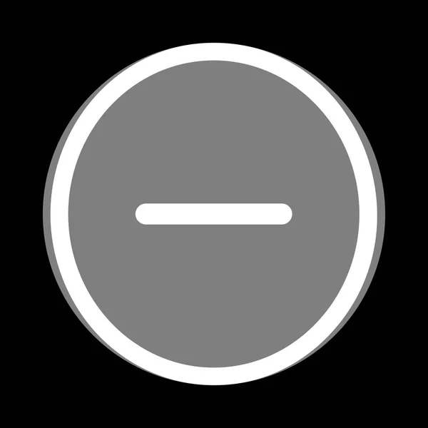 Ilustração de símbolo negativo. Assinatura mínima. Ícone branco em cir cinza — Vetor de Stock