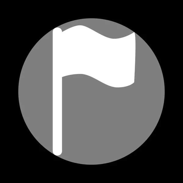 Ilustración del signo de bandera. Icono blanco en círculo gris en el respaldo negro — Archivo Imágenes Vectoriales
