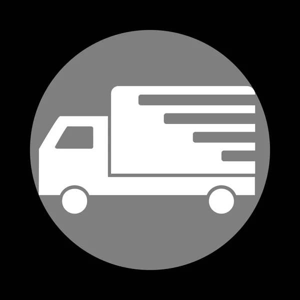 Ilustração do sinal de entrega. Ícone branco em círculo cinza em preto b —  Vetores de Stock