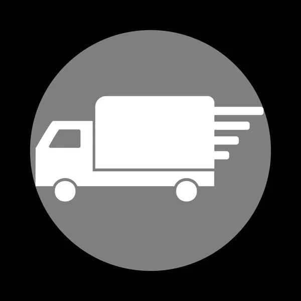 Illustrazione segno di consegna. Icona bianca in cerchio grigio a b nero — Vettoriale Stock