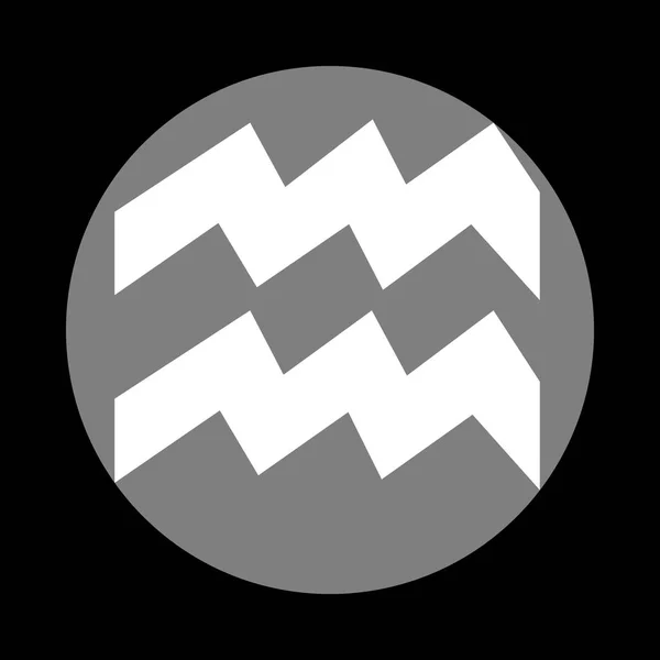 Aquarius Zeichen Illustration. weißes Symbol in grauem Kreis bei schwarzem b — Stockvektor