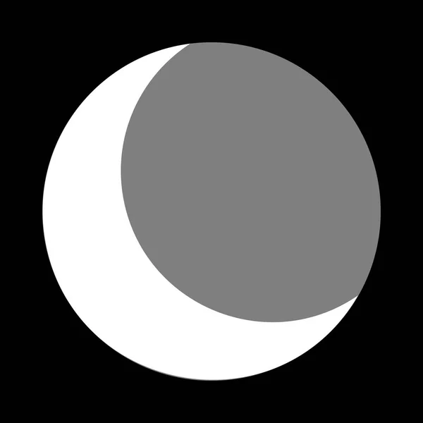 Ilustración de signo lunar. Icono blanco en círculo gris en el respaldo negro — Vector de stock