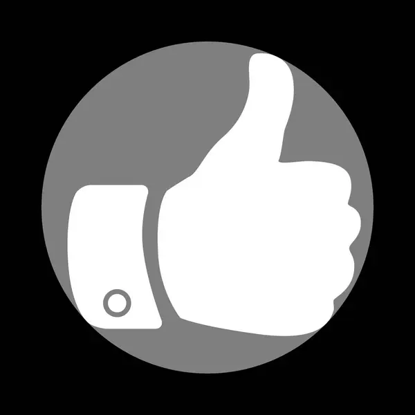 Handzeichen-Illustration. weißes Symbol im grauen Kreis auf schwarzem Rücken — Stockvektor