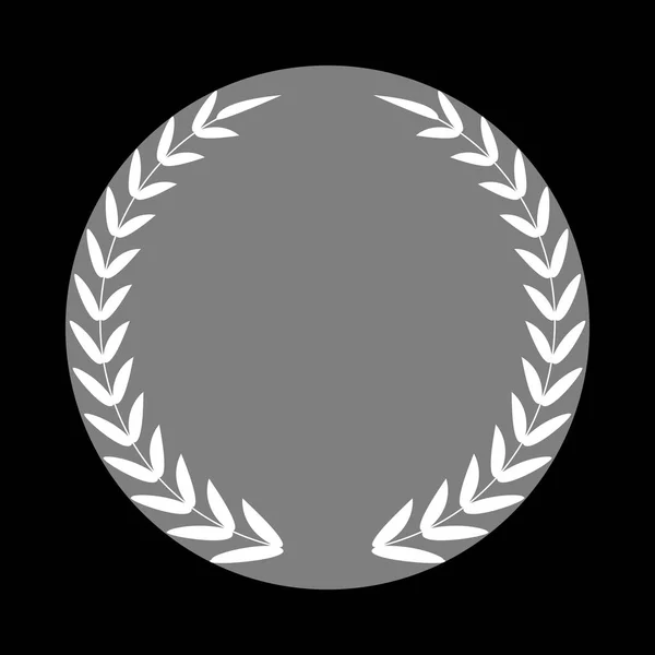 Знак Лорел Венок. Белая икона в кружке у черной задницы — стоковый вектор