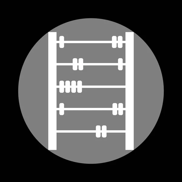 Sinal de retro abacus. Ícone branco no círculo cinza no fundo preto — Vetor de Stock