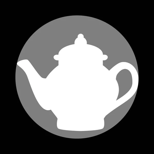 Tea maker sign. White icon in gray circle at black background. C — Stock Vector