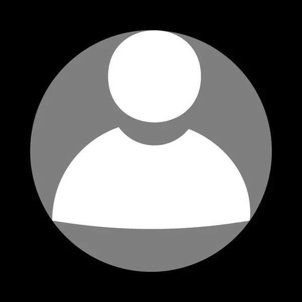 Illustration du signe utilisateur. Icône blanche en cercle gris au dos noir — Image vectorielle