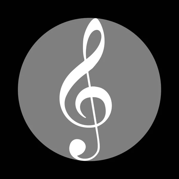 Señal de clave de violín musical. G-clave. Una clave triple. Icono blanco en gris — Archivo Imágenes Vectoriales