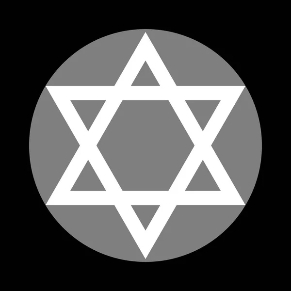 Escudo Magen David Star. Símbolo de Israel. Ícone branco em cinza ci — Vetor de Stock