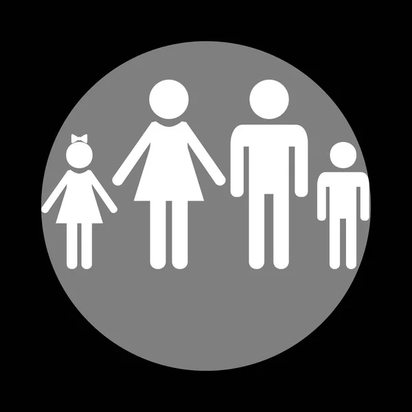 Ilustración del signo familiar. Icono blanco en círculo gris en bac negro — Vector de stock