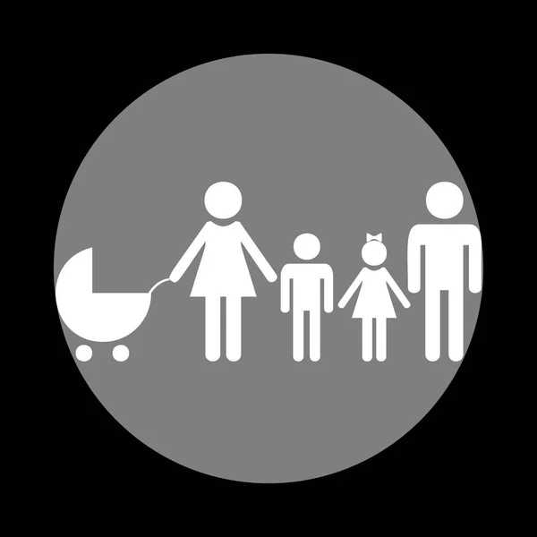 Familj logga illustration. Vit ikon i grå cirkel på svart bac — Stock vektor