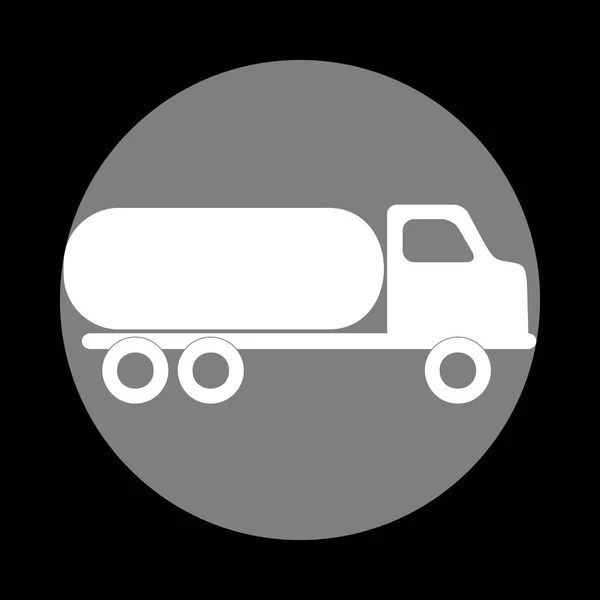 Señal de transporte de autos. Icono blanco en círculo gris en el fondo negro — Vector de stock