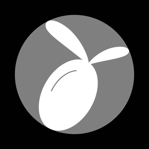 Illustration de signe d'olive. Icône blanche en cercle gris au dos noir — Image vectorielle