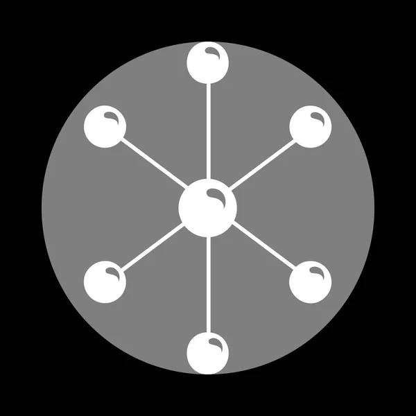 Ilustração do sinal da molécula. Ícone branco em círculo cinza em preto b —  Vetores de Stock