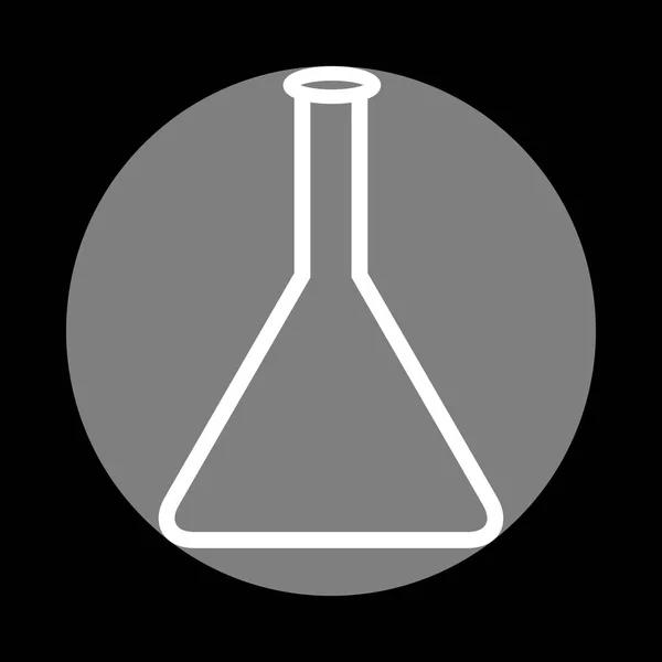 Conische kolf teken. Wit pictogram in grijze cirkel op zwarte pagina — Stockvector