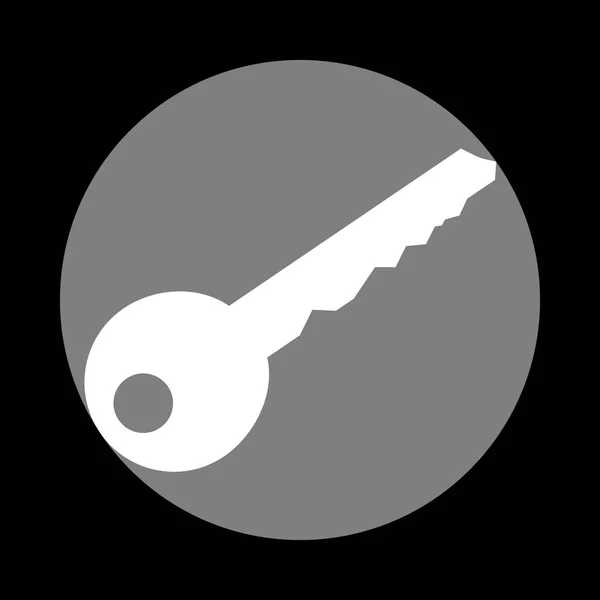 Illustrazione del segno chiave. Icona bianca in cerchio grigio sul retro nerogr — Vettoriale Stock