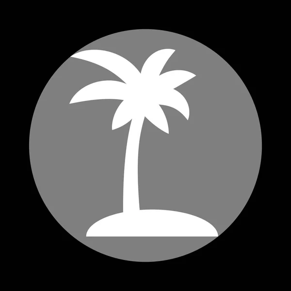 Знак кокосовой пальмы. Белый значок в сером круге на черном фоне — стоковый вектор